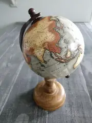 Office Globe 10" Wood Base Decor Metal Arm Staging World Office Den Office Decor