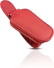 Universal Sunglass Holder For Car Sun Visor, Automotive Magnetic Leather Glasses Holder Keep Glasses & Auto Items Secure, Eyeglass Holder，Ticket Card Clip & Sunglass Visor Clips For Cars(Red)