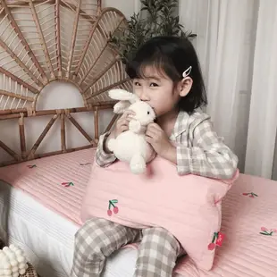 韓國嬰兒棉床墊兒童床上用品床單毯子卡通刺繡兒童床亞麻嬰兒床新生兒嬰兒遊戲墊
