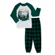 Wonder Nation Boys Long Sleeve Top & Pants Pajama Set-Forest Skeleton-XS(4-5)