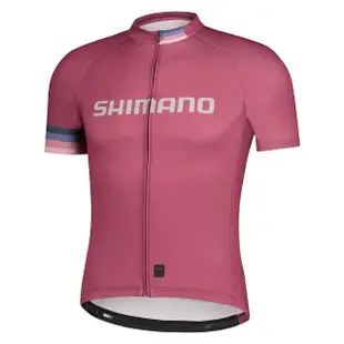 【SHIMANO】LOGO 男款短袖車衣 梅紅