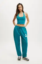 [Body] Body - Plush Essential Barrel Sweatpant - Jewel teal/badge M JEWEL TEAL/BADGE