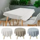 Rustic Stripe Embroidered Tablecloth Elegant Oval Dining Table Cloth*