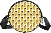 [FVQL] Round Crossbody Bag Purse Messenger Bag Shoulder Bag, Ice Cream Pattern