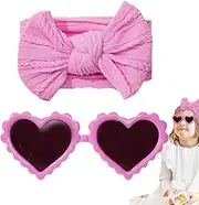 [Generic] Baby Bow Headbands - Headbands And Sunglasses - Soft Nylon Elastic Hairbands, Bows Headbands with Baby Sunglasses Set, Hair Accessories for