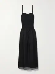 [VINCE] VINCE - Tencel Lyocell-blend Jersey And Lenzing Ecovero Voile Midi Dress - Black - large large Black