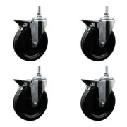6 Inch Phenolic 10MM Threaded Stem Caster Set with Brake