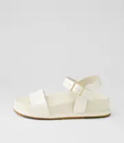 New Django & Juliette Grattify Ivory Patent Leather Sandals Womens Shoes Casual