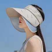 [Ling88] Women Foldable Sun Hat Quick Dry Retractable Board Empty Top Hat Women's Sunshade Sunscreen Anti-Ultraviolet Beach Riding Outdoor Hat Hiking Gardening Hat Adjustable,Khaki