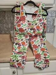 Zelos Floral Print Workout Capri Crop Leggings Sports Bra Matching Set 1X