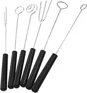 Luxshiny 6pcs Stainless Steel Fondue Forks Assorted Shapes for Cheese and Chocolate Dipping Baking Tools for Fruit and Vegetable Fondue Easy to Clean and