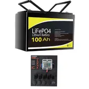 12V 100Ah Lithium Battery + Switch Panel ON-OFF Control Box (Connect 12 Devices)