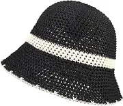 [MILAKOO] Crochet Bucket Hat Knit Braided Floppy Soild Colour Cap for Women Foldable Sun Bowler Hat