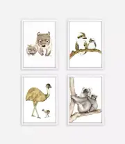 4 Australian Animal Print - nursery prints neutral gender nursery decor wombat