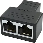 RJ45 Ethernet Cable Splitter Network Adapter, 1 Female to 2 Female LAN Ethernet LAN Network Extension Splitter Cable for Cat 5, Cat5e, Cat 6,Black 1 Pack