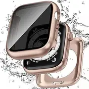 2 in 1 Waterproof Privacy Case Compatible with Apple Watch 40mm Series 6/5/4/SE with Anti-peep Screen Protector, Full Coverage Bumper Cover for iWatch Case 40mm Rose Gold