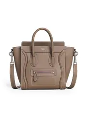 Celine Nano Luggage Bag in Drummed Calfskin in Souris