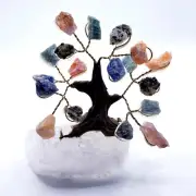 Mixed stone gemstone tree with Clear Quartz base crystal healing gemstone tree