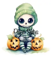 Sublimation Print Baby Skeleton Halloween Ready to Press Heat Transfer