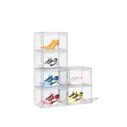 6-PC White Mesh Shoe Box Set - Modular 33.5x29.5x22cm Home Storage