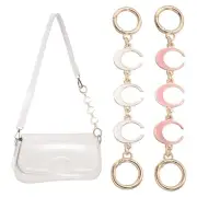 Bag Extender Chain, 2 Pcs Purse Strap Moon Shape Chain, White/Pink