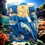 NEW Sharks Plush Baby Blanket Lighthouses Nautical Sailor Cap My Cozy Adirondack