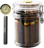 XIFEI Acrylic Humidor Jar with Humidifier and Hygrometerhumidor That can Hold About 18 Cigars (Clear)