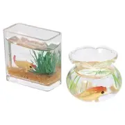 2pcs Miniature Fish Bowl Fish Tank Mini Fish Tank Accessories (The Color of