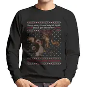 Gremlins Christmas Gizmo And Stripe Never Feed After Midnight Men's Sweatshirt Black Large