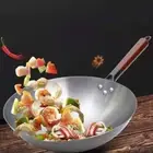Wooden Handle Chinese Traditional Iron Wok Frying Pan Induction Cooker