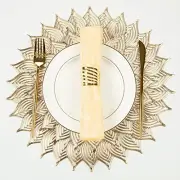 Gold Placemats Set of 6 Hollow Out Round Placemats Dining Table Decoration