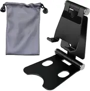 EZONEDEAL Cell Phone Stand for Desk Angle Height Adjustable Sturdy Aluminum Phone Holder Compatible with iPhone Stand, iPad Stand, Tablet Holder Mobile Phone, Android Smartphone, Desktop (Black)