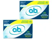 o.b. Tampons Regular No Applicator, Unscented - 40ct Pack of 2
