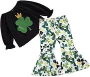 [CATIEBYE] Cotton Pants Set Yoga Clothing for Girls St. Patrick's Day Toddler Festival Outfit