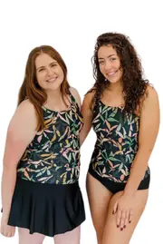 Chlorine Resistant Tummy Control Strappy Tankini Top Abstract Jungle-Abstract Jungle