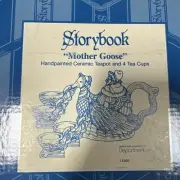 Department 56 Mother Goose Storybook Ceramic Teapot And Cups New In Box 13300