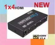 New 1 In 4 OUT HD 1080P 3D V1.4 HDMI Splitter Duplicator Amplifier Extender *