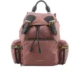 【BURBERRY】The Rucksack 尼龍拼皮革中型軍旅後背包(粉葵色)_展示品