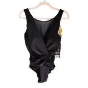 Miraclesuit Swimsuit Black 18W Women's Illusionist Palma Deep V One Piece Bathin
