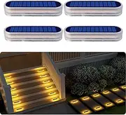 Solar Step Lights Outdoor Waterproof LED,Warm White Solar Deck Lights,Solar Fence Lights,Solar Lights for Stairs,Dock Patio,Post,Railing,Garden,Backyard,Front Door,Pathway,Driveway,Porch(4 Pack)