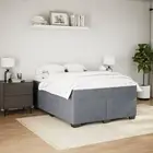 Box Spring Bed Velvet Mattress Queen Dark Grey Comfortable Support 5329