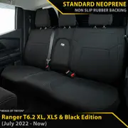 Ford Next-Gen Ranger T6.2 XL, XLS & Black Edition Neoprene Rear Row Seat Covers (Available)