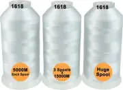 New Brothread Set of 3 White Colors Polyester Machine Embroidery Thread Huge Spo