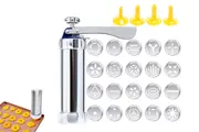 Cookie Biscuit Press Set DIY Baking Tools with 20 Cookie Discs Icing Tips Maker for Kitchen