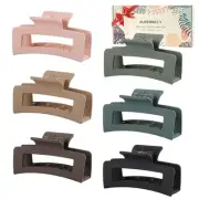 6 Pack Square Claw Clips for Women Girls, 3.5" Medium Non-slip Rectangular