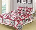 Christmas Holly Mistletoe⛄ Patchwork King Queen 3 pcs Quilt Coverlet Set