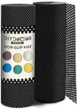 DIY Doctor - 2X Anti Slip Gripper Rolls (190 x 30cm) - Rug Gripper - Anti Slip Rug Underlay - Rug Grippers for Laminate Floor - Carpet Grippers - Non Slip PVC Matting - Shelf Drawer Liner Black