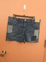 NWT Thereabout Superflex Shortie Patched Denim Jean Shirts Girls Size 20.5 Plus