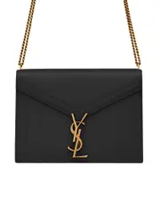 Saint Laurent Cassandra Medium Chain Bag in Grain de Poudre Embossed Leather