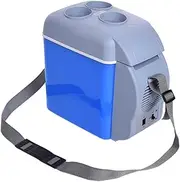 [Generic] Portable Car Refrigerator Cooler Box | 7.5L Thermal Insulator with Heating Function, 12V Battery Operated, Blue